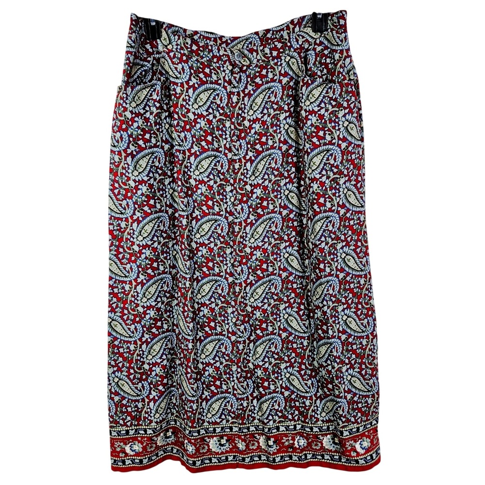 Crazy Horse Vtg Paisley Floral Midi Skirt 18W Boho Preppy Academia Western Plus